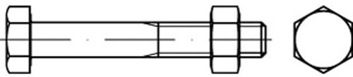 DIN 601 Mu Stahl galvanisch verzinkt Sechskantschrauben, mit Sechskantmutter - Abmessung: M16x95 (25 Stück)