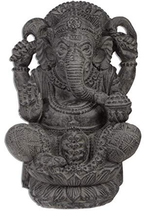 Ca. 55 bis 60cm Gamesha Stein Buddha Antik Look Hindu Massiv Steinfigur Skulptur Feng Shui Garten Deko Wetterfest Lava Stein aus Bali Elefant Ca 50-60 Kilo STB9