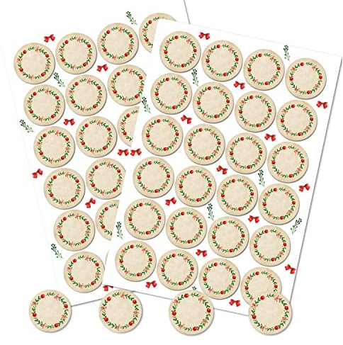 Logbuch-Verlag 48 weihnachtliche Geschenkaufkleber Ø 4 cm zum Beschriften - Namen Marmeladen Etiketten Geschenke Weihnachten