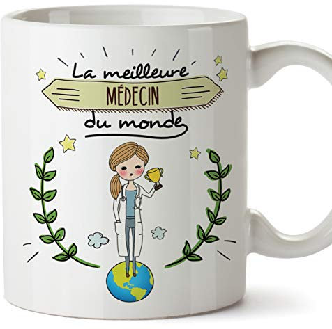 Médecin Tasses Originales de café et Petit-déjeuner à Donner Travailleurs Professionnels - La Meilleure Médecin du Monde - Céramique 350 ML