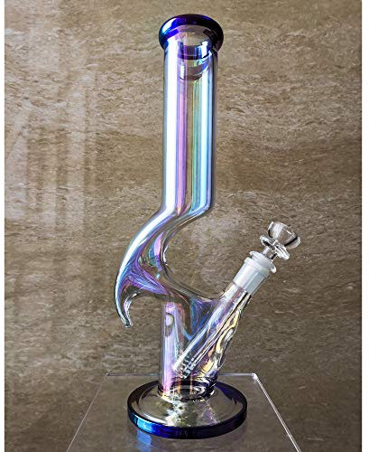 REANICE Bong Pinzas de Cristal para Pipas de Agua 14mm de Grosor 30 cm Forma ¨²nica con Donestem ¡