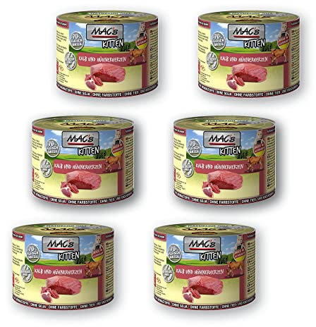 MACs Cat Kitten Kalb & Hühnerherz Getreidfrei 200g Größe 6 x 200g