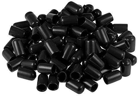 sourcing map 100 Stück Gummi Endkappen 10mm Innendurchm. Gummikappen Runde Schutzkappen Gummi Abdeckung Stopfen Möbelgleiter Bolzen Gewindeschutz für Schrauben Rohr Stuhlbeine, Schwarz