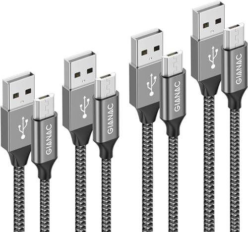 Cavo Micro USB,[4 Pezzi:0.5m,1m,2m,3m] Nylon Cavo Android Trasferimento Dati e Ricarica Rapida Compatibile con Samsung S5/S6/S7, Huawei, HTC,LG,HTC,Kindle, PS4-Grigio
