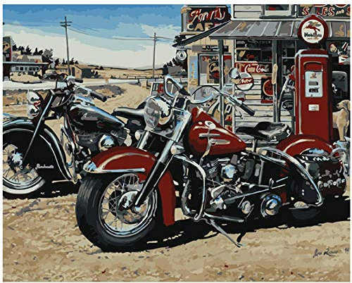 ZHXXFD Malen Nach Zahlen Erwachsene Retro Cooles Motorrad Stillleben Groß Ohne Mischen Für Kinder Diy Malerei Ölgemälde Farbe Leinwand Mit Pinsel Acryl Ohne Rahmen 40X50Cm