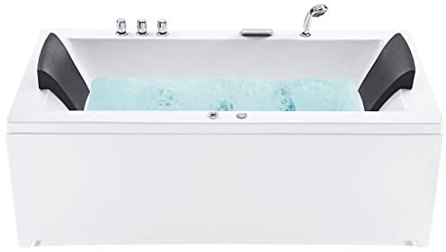 Baignoire d'Angle Gauche Balnéo Blanche Rectangulaire 2 places avec Leds Varadero