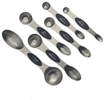 6Pcs Stainless Steel Measuring Cups Spoons Set for Dry and Liquid Ingredients Fits in Spice Jars
