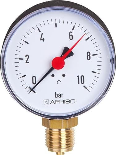 Afriso Manometer 1/2 Zoll unten 0-10 bar Gehäuse 80 mm
