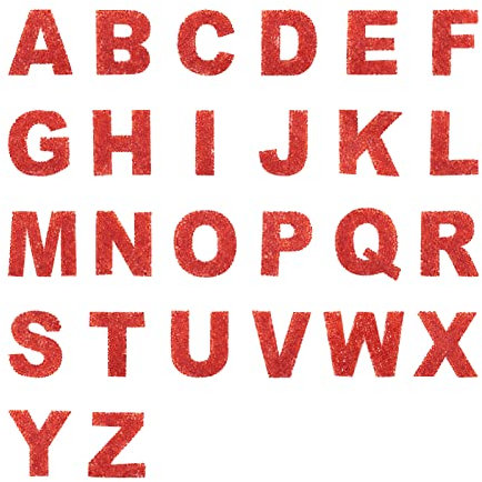 Pandahall 26pcs Rhinestone Iron on Letter Patches Sew on Alphabet Self-Adhesive Stickers Crystal A-Z Letter Badge Decorate Repair Patches for Hats Shirts Shoes Jeans Bags Red