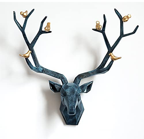 YYHJ Hirschkopf Wanddeko,Harz Hirschgeweih Wandschmuck,Geweih Skulptur Weihnachten Deko,Landhausstil Modern Handwerk Ornamente,Hirsch Wandskulptur Wanddekoration Jagdtrophäe-EIN besonderes Geschenk