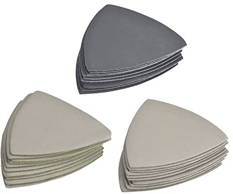 sourcing map 30 Stück Dreieck Detailschleifer Schleifpapier Satz 2500/3000/4000 Körnung 3-1/2 Zoll Klett Siliziumkarbid Schleifpads