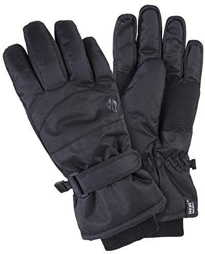 HEAT HOLDERS - Ladies Extra Warm Padded Waterproof Insulated Thermal Winter Ski Gloves in 2 Sizes (M/L, Black)