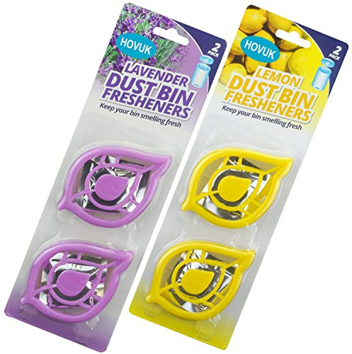 SRV Hub® 4 x Mülleimer, Lufterfrischer, Geruchsbeseitiger, Mülleimer, Desodorierer, kleine Raumnutzung, Mülleimer, Windeleimer, parfümiert (2 x Lavendel und 2 x Zitrone)