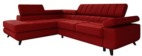 Mirjan24 Ecksofa Kaspro Premium, Eckcouch mit Schlaffunktion und Bettkasten, Polstersofa, L-Form Sofa, Couch, Wohnlandschaft, Polstergarnitur, Bettsofa, Polsterecke (Venus Velvet 2926, Seite: Links)