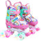Kinder Einhorn Rollschuhe für Mädchen.Geeignet für 2-4 Jahre alt. Mit Leuchtenden Rädern,4-Pejiijar Verstellbar Anfänger Quad Roller Skates für Weihnachts und Geburtstags Geschenke