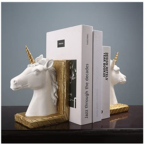 AVLUZ Serre-Livres décoratifs Licorne, Support de Serre-Livres en résine de Luxe léger, Serre-Livres for contenir des Livres très résistants, décoration d'étagère for étagères, Livres, Magazines