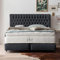 Boxspringbett Chester 180x200 Webstoff, Barock, mit Visco-Topper, Chesterfield, Hotelbett, ohne Bettkasten, 7 Zonen Taschenfederkern-Matratze, Aufbau KOSTENLOS (Schwarz, 180x200 cm mit Topper)