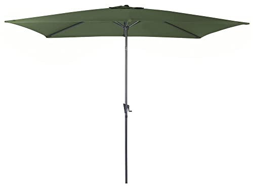 Parasol de jardin droit inclinable Manivelle 3 x 2 m en Aluminium et acier - kaki