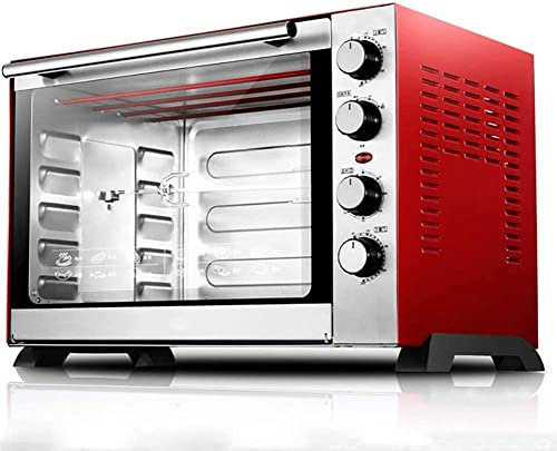 CAZARU Mini Horno eléctrico de convección de 60 l con Bandeja para Hornear, Rejilla de Alambre y pincho Giratorio, con múltiples Funciones de cocción y Parrilla, Metal/Vidrio