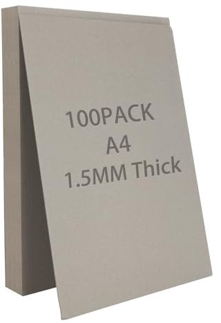 SHUESS A4 Greyboard 100 Sheets - 1500 Micron A4 (29.7 X 21 cm) Mount Board - Double-Side Grey Board - Thick Cardboard for Model Making, Thick 1.5 MM