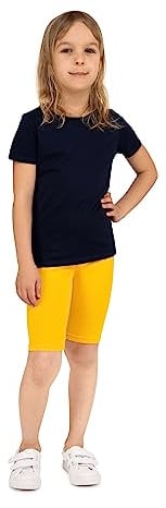 looksy Fahrradshorts für Mädchen – Klassische einfarbige und lebendige Farben elastischer Bund bequemer und atmungsaktiver Baumwollstoff langlebig und einfach zu tragen, Gelb 5 Jahre (110 cm)