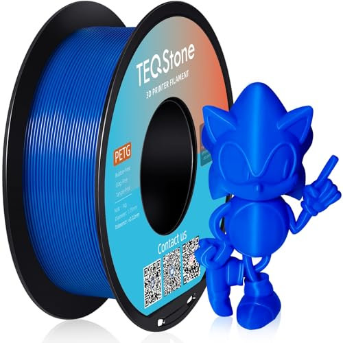 TEQStone PETG Filament 1.75mm Blau 1KG, Maßhaltigkeit +/-0.02mm Spule Sauber Gewickelt 3D Drucker Filament Vakuumverpackung