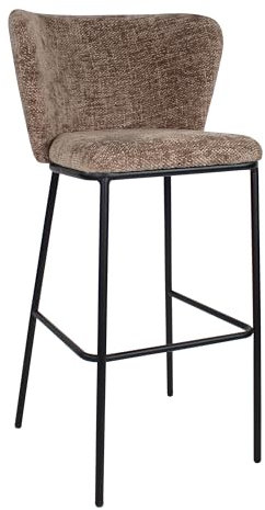 Kick Collection Barhocker BO - Taupe - Modern und Hochwertig - Chenille stof en Metall - Erhältlich in vielen Farben