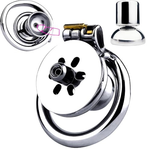 Jomyu Edelstahl Peniskäfig Verstecken Penis jj Schrumpf Käfig Metall Mit Urinierdesign Harnröhren Plug Keuschheitsgürtel Keuschheit Gerät Bondage Chastity Cage SM Sexspielzeug für Männer (50mm, Bogen)
