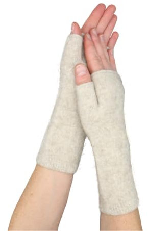 Native World Wristwarmer | Possum Merino & Silk | Soft, Warm & Lightweight Fingerless Hand Warmers | Made in New Zealand (Natural)