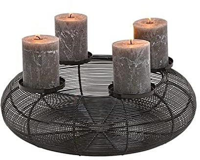 G. Wurm Adventskranz Korb Schwarz aus Metall 10030343