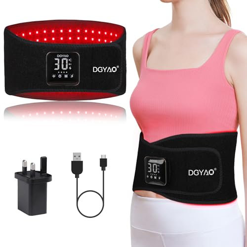 DGYAO Infrared Light Therapy Belt Red Light Device 4000 mAh Power Bank 660nm & 850nm 10Hz Pules Waist Relief Infrared Therapy Back Massage Home Outdoor Use Pad with Auto Off Function