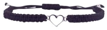 Storela Handmade Silver Plated bracelet for Men & Women Adjustable & Heart bracelet Ideal for a Friendship Bracelet, Anniversary, Festival Accessories & Family Gift (Black Heart Bracelet)