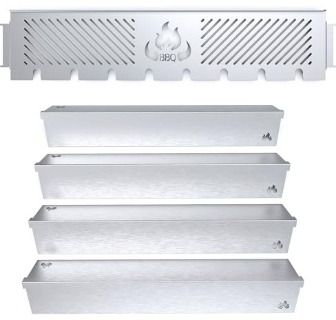 teileplus24 BRWR06 Gasgrill Edelstahl Brennerabdeckung und Multifunktions-Warmhalterost kompatibel mit Napoleon Rogue 525er | Edelstahl | Passgenau | Rostfrei, Farbe:4 Leisten + Rost