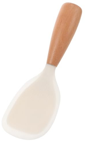 NIYANGLE Paleta De Arroz Cuchara De Arroz De Silicona Con Mango De Madera Cuchara De Arroz Antiadherente Utensilio De Cocina Espátula De Arroz De Pie Cuchara Arrocera Para Arroz Ensaladas