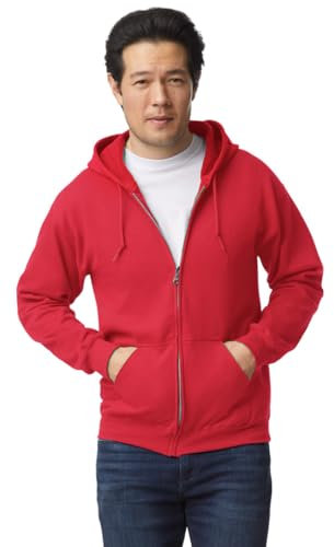 TICTEX Felpa con Cappuccio Unisex | Pile Misto Pesante per Uomo e Donna | Giacca in Felpa con Cerniera | Estiva Leggera | Rosso, 4XL