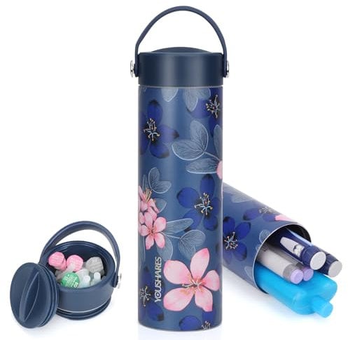 YOUSHARES 1-5 Plumas Nevera Medicamentos Portatil - 24H Nevera Insulina Viaje con Bolsa de Hielo Aprobada por la TSA, Estuche Plumas Insulina Isotermica para Viajes Largos y Diarios (Magnolia)
