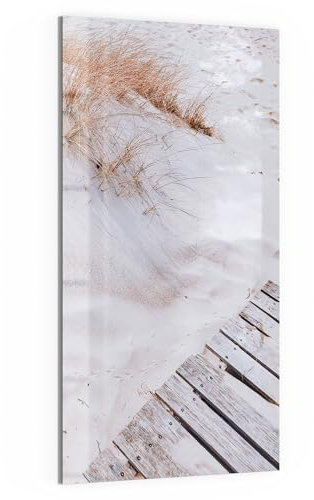 DEQORI Pizarra magnética de cristal, 50 x 100 cm, diseño Tranquilidad en el muelle costero, pizarra magnética de cristal, incluye imanes, bolígrafo y paño para cocina y oficina, pizarra magnética y