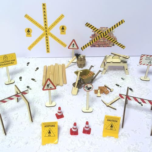 RTUOHUIN Wichtel Baustelle Set, 38 Stück Wichteltür Zubehör Weihnachten DIY Mini Wichtelbaustelle - Eröffnung des Elfgate-Gebäudeprojekts