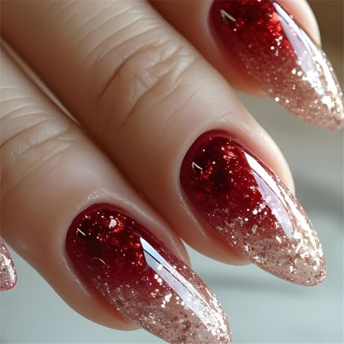 Lot de 24 faux ongles en forme d'amande - En acrylique - Couverture complète - À coller sur les ongles - Pour femme