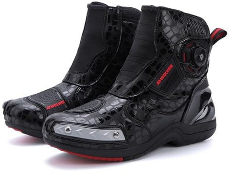 Leichtrit Stivali da Moto Sport,Stivali Moto Pista Sport Racing,Scarpe Fuoristrada Moto,Stivali Moto in Pelle,Stivali Moto Cross,Traspirante,idrorepellenti,Protezione Caviglia,Adatto per Strada