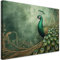 Feeby Bild auf Leinwand - Wandbilder Wohnzimmer Aesthetic - Pfau Tiere Voge Grün - 120x80 cm XXL 1tlg - Schlafzimmer Wandekoration - Bilder Zimmer - Living Room - Deko Wandbilder - Moderne Bild