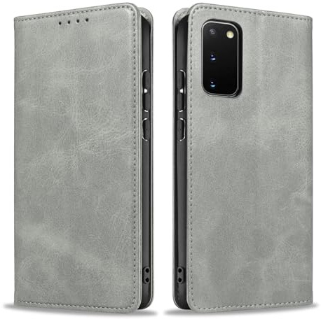 LBH Handyhülle Smartphone-Hülle für Samsung Galaxy S20 Klapphülle Magnetverschluss Kartenfächer Geldfach Standfunktion Case Etui Rundumschutz Schutzhülle Grau