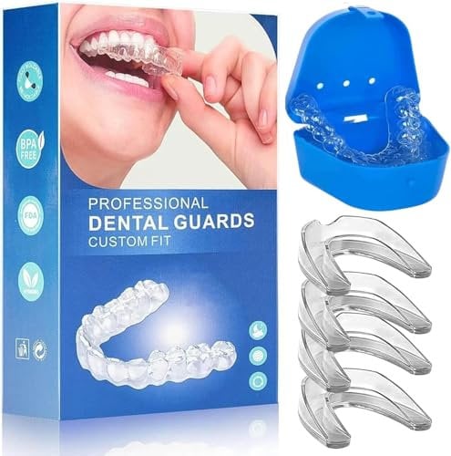 Bite Bruxismo Notturno, 2 misure, 4 paradenti modellabili per digrignamento dei denti, trasparenti, riutilizzabili, Bite Protezione Denti Notturno, Mouth Guard per non digrignare i denti