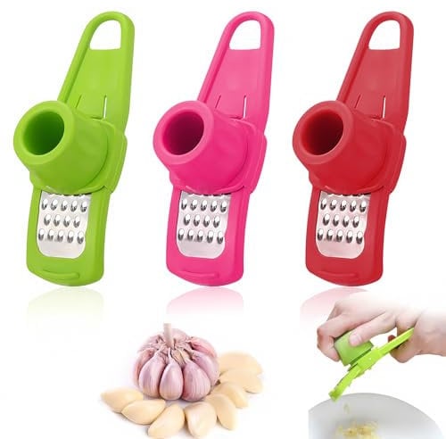 Knoblauchschäler, 3 Stück Ingwer Reibe Effizientes Knoblauchmühle Bequem Knoblauchschneider Mini Reibe für Feines Reiben von Knoblauch, Ingwer, Nüssen zur Knoblauchpaste-Gewinnung