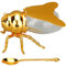 Ejoyous Honey Jar, Bee Shaped Honey Pot Glass Container Syrup Dispenser Honeypot for Home Kitchen Hotel Restaurant (Gold)