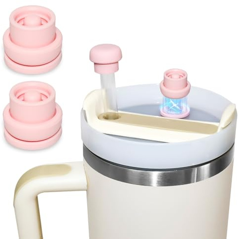 2 Pack Magnetic Straw Caps Compatible with BrüMate All Era and Stanley Tumblers, Silicone Straw Caps Toppers for Stanley Accessories, for All Cups with a Diameter of 9-12mm (Dark pink)
