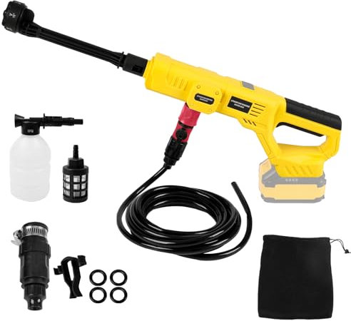 Cordless Pressure Washer Compatible with De-Wa1t 20V, 1000 PSI Portable Handheld Power Washer with 6-in-1 Nozzle Foam Cannon for Car Floor Fence Wall Cleaning(No Battery) (De-Wa1t 20V)