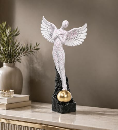 Shlinnuo Schutzengel Figuren - 12,3 Zoll Funkelnde Engelstatue, Engel Skulptur Geschenk für Frauen, Heimdekoration, Gedenkstätte oder besondere Anlässe (Weiß)