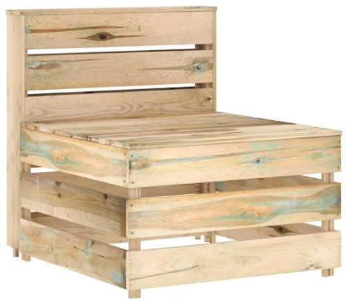 QZZCED Garten-Mittelsofa aus Paletten Kiefernholz Imprägniert Gartenbank Lounge Möbel für Balkone