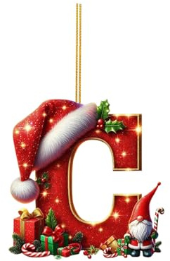 Initial Christmas Ornaments for Tree Decorations,Personalized Christmas Letter Hanging Pendant,Xmas Alphabet Letters for 𝘾𝙝𝙧𝙞𝙨𝙩𝙢𝙖𝙨 Tree DIY Craft 𝘾𝙝𝙧𝙞𝙨𝙩𝙢𝙖𝙨 Ornaments (C)